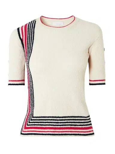 Rabanne Button-embellished Striped Cotton-blend Chenille Sweater | Thumbnail 1 Rabanne Button-embellished Striped Cotton-blend Chenille Sweater | Thumbnail 1