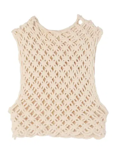 Alaïa Cropped Open-knit Cotton-blend Tank | Thumbnail 1 Alaïa Cropped Open-knit Cotton-blend Tank | Thumbnail 1