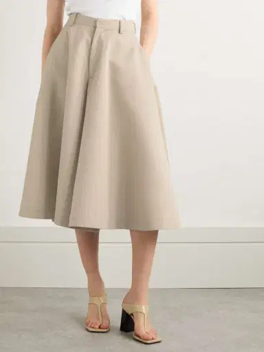 Bottega Veneta Cotton And Silk-blend Twill Midi Skirt | Thumbnail 3 Bottega Veneta Cotton And Silk-blend Twill Midi Skirt | Thumbnail 3