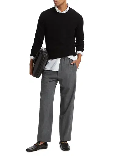 Nili Lotan Men's Lawrence Straight-Fit Pants - Heather Grey | Thumbnail 2 Nili Lotan Men's Lawrence Straight-Fit Pants - Heather Grey | Thumbnail 2