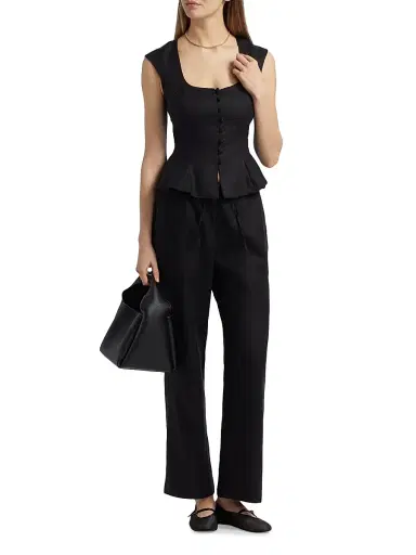 Reformation Women's Paolina Linen Top - Black | Thumbnail 2 Reformation Women's Paolina Linen Top - Black | Thumbnail 2
