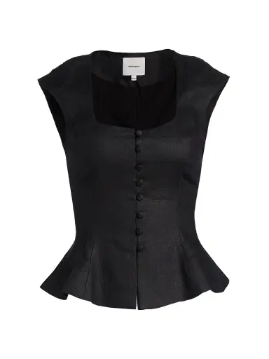 Reformation Women's Paolina Linen Top - Black | Thumbnail 1 Reformation Women's Paolina Linen Top - Black | Thumbnail 1
