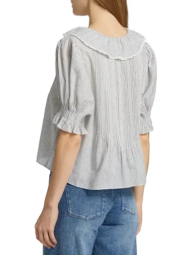 DÔEN Women's Henri Striped Cotton Puff Sleeve Top - Adelaide Stripe | Thumbnail 5 DÔEN Women's Henri Striped Cotton Puff Sleeve Top - Adelaide Stripe | Thumbnail 5