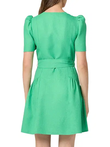 Shoshanna Women's Kenlie Tie-Waist Short-Sleeve Minidress - Spring Green | Thumbnail 3 Shoshanna Women's Kenlie Tie-Waist Short-Sleeve Minidress - Spring Green | Thumbnail 3