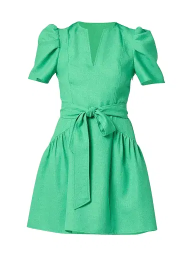 Shoshanna Women's Kenlie Tie-Waist Short-Sleeve Minidress - Spring Green | Thumbnail 1 Shoshanna Women's Kenlie Tie-Waist Short-Sleeve Minidress - Spring Green | Thumbnail 1