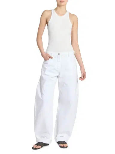 Alaïa Women's Barrel Mid-Rise Jeans - Blanc | Thumbnail 2 Alaïa Women's Barrel Mid-Rise Jeans - Blanc | Thumbnail 2
