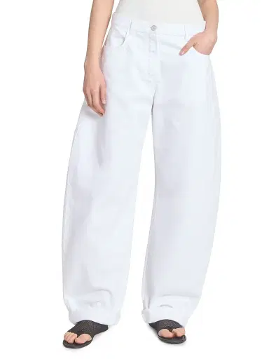 Alaïa Women's Barrel Mid-Rise Jeans - Blanc | Thumbnail 3 Alaïa Women's Barrel Mid-Rise Jeans - Blanc | Thumbnail 3