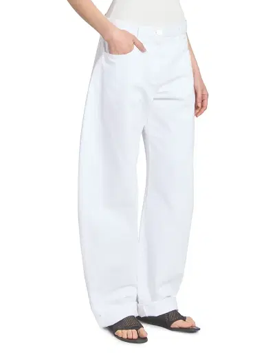 Alaïa Women's Barrel Mid-Rise Jeans - Blanc | Thumbnail 4 Alaïa Women's Barrel Mid-Rise Jeans - Blanc | Thumbnail 4