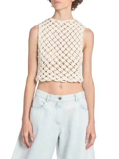 Alaïa Women's Square Woven Top - Blanc Naturel | Thumbnail 3 Alaïa Women's Square Woven Top - Blanc Naturel | Thumbnail 3