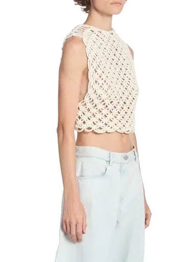 Alaïa Women's Square Woven Top - Blanc Naturel | Thumbnail 4 Alaïa Women's Square Woven Top - Blanc Naturel | Thumbnail 4