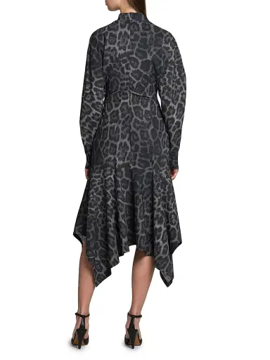 Stella McCartney Women's Asymmetric Leopard-Print Mock-Turtleneck Midi-Dress - Ash Grey | Thumbnail 5 Stella McCartney Women's Asymmetric Leopard-Print Mock-Turtleneck Midi-Dress - Ash Grey | Thumbnail 5