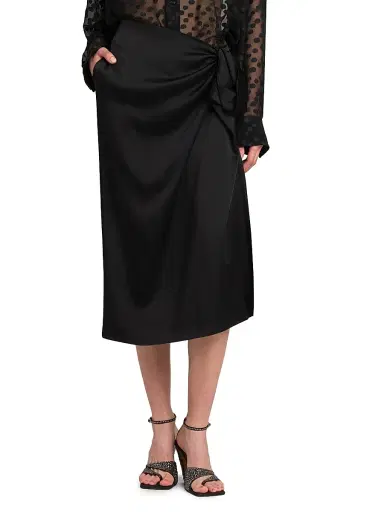 Stella McCartney Women's Gathered Satin Midi-Skirt - Black | Thumbnail 3 Stella McCartney Women's Gathered Satin Midi-Skirt - Black | Thumbnail 3