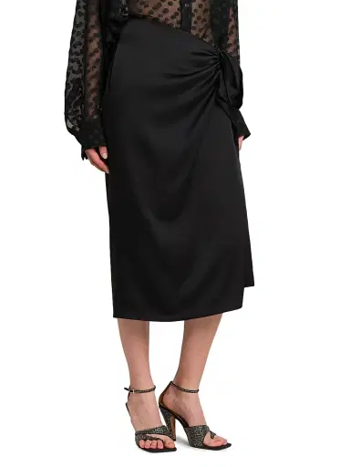 Stella McCartney Women's Gathered Satin Midi-Skirt - Black | Thumbnail 4 Stella McCartney Women's Gathered Satin Midi-Skirt - Black | Thumbnail 4