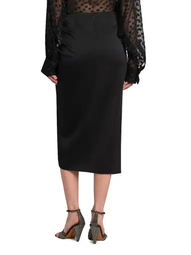 Stella McCartney Women's Gathered Satin Midi-Skirt - Black | Thumbnail 5 Stella McCartney Women's Gathered Satin Midi-Skirt - Black | Thumbnail 5