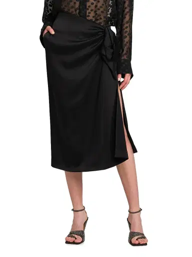 Stella McCartney Women's Gathered Satin Midi-Skirt - Black | Thumbnail 6 Stella McCartney Women's Gathered Satin Midi-Skirt - Black | Thumbnail 6