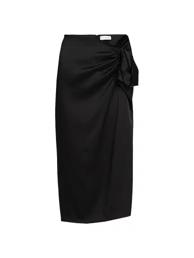 Stella McCartney Women's Gathered Satin Midi-Skirt - Black | Thumbnail 1 Stella McCartney Women's Gathered Satin Midi-Skirt - Black | Thumbnail 1