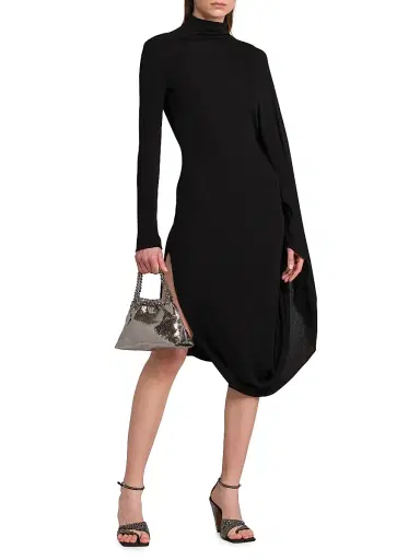 Stella McCartney Women's Crepe Jersey Turtleneck Cape Midi-Dress | Thumbnail 2 Stella McCartney Women's Crepe Jersey Turtleneck Cape Midi-Dress | Thumbnail 2