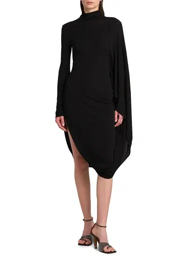 Stella McCartney Women's Crepe Jersey Turtleneck Cape Midi-Dress | Thumbnail 3 Stella McCartney Women's Crepe Jersey Turtleneck Cape Midi-Dress | Thumbnail 3