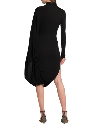 Stella McCartney Women's Crepe Jersey Turtleneck Cape Midi-Dress | Thumbnail 5 Stella McCartney Women's Crepe Jersey Turtleneck Cape Midi-Dress | Thumbnail 5