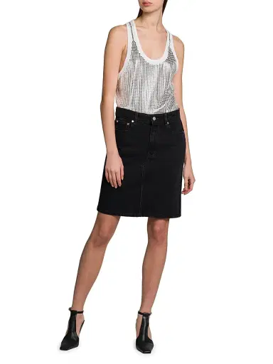 Stella McCartney Women's Denim-Lace A-Line Miniskirt - Black | Thumbnail 2 Stella McCartney Women's Denim-Lace A-Line Miniskirt - Black | Thumbnail 2