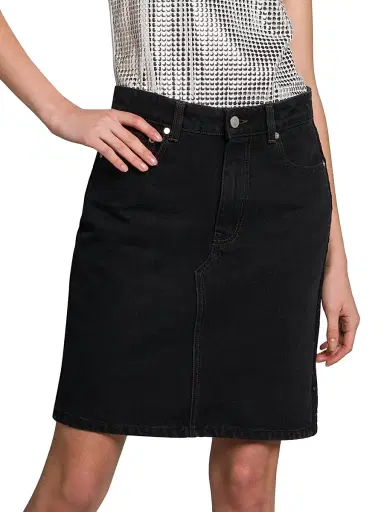 Stella McCartney Women's Denim-Lace A-Line Miniskirt - Black | Thumbnail 3 Stella McCartney Women's Denim-Lace A-Line Miniskirt - Black | Thumbnail 3