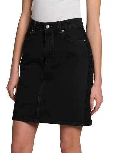 Stella McCartney Women's Denim-Lace A-Line Miniskirt - Black | Thumbnail 4 Stella McCartney Women's Denim-Lace A-Line Miniskirt - Black | Thumbnail 4