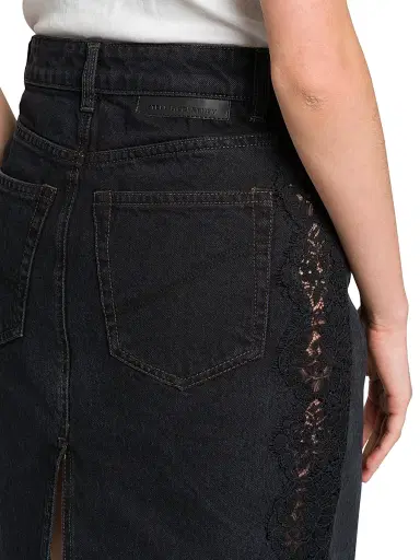 Stella McCartney Women's Denim-Lace A-Line Miniskirt - Black | Thumbnail 6 Stella McCartney Women's Denim-Lace A-Line Miniskirt - Black | Thumbnail 6