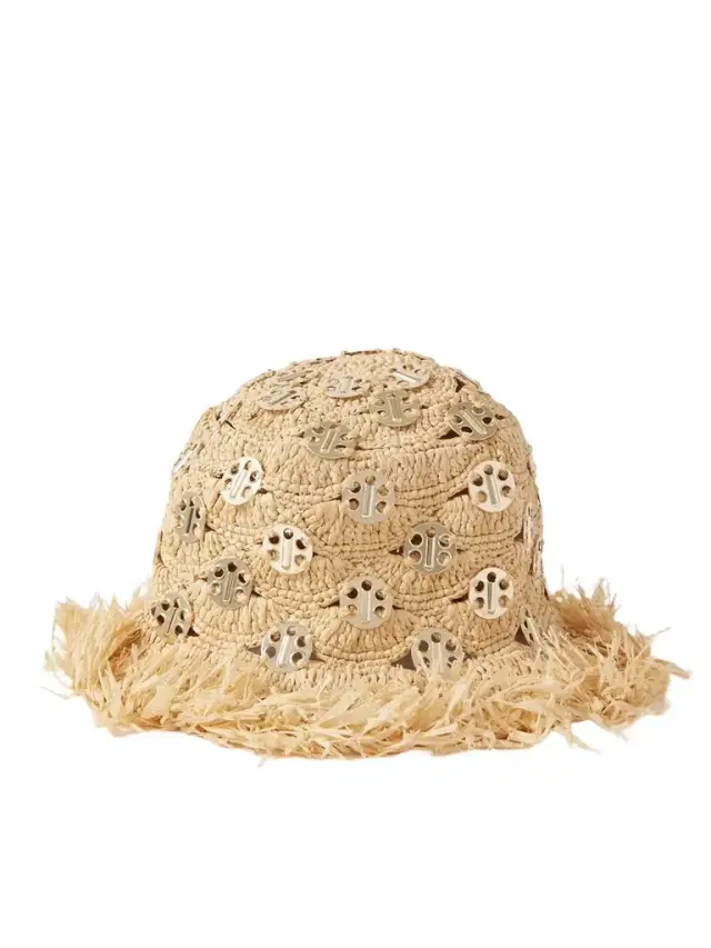 Rabanne Fringed Cutout Chainmail-embellished Raffia Hat