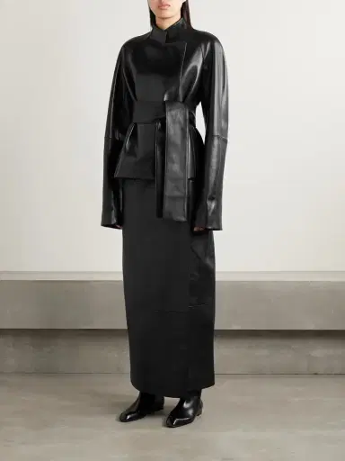 Khaite Edith Asymmetric Belted Leather Jacket | Thumbnail 2 Khaite Edith Asymmetric Belted Leather Jacket | Thumbnail 2
