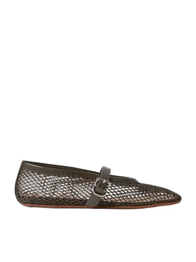 Alaïa Suede-trimmed Mesh Ballet Flats