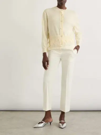 McQueen Lace-trimmed Distressed Wool And Cashmere-blend Cardigan | Thumbnail 2 McQueen Lace-trimmed Distressed Wool And Cashmere-blend Cardigan | Thumbnail 2