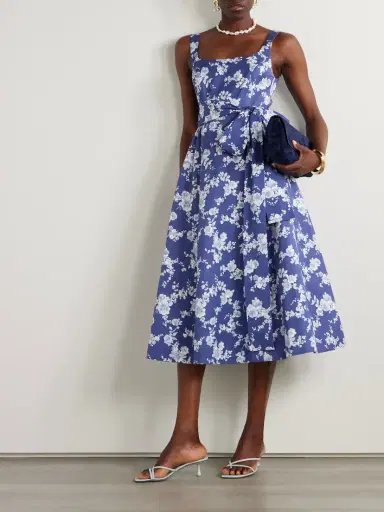 Carolina Herrera Belted Floral-print Faille Midi Dress | Thumbnail 2 Carolina Herrera Belted Floral-print Faille Midi Dress | Thumbnail 2