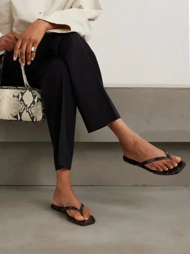 TOTEME Croc-effect Leather Flip Flops | Thumbnail 2 TOTEME Croc-effect Leather Flip Flops | Thumbnail 2