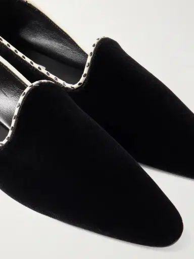 TOTEME Leather-trimmed Velvet Slippers | Thumbnail 4 TOTEME Leather-trimmed Velvet Slippers | Thumbnail 4