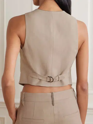 Brunello Cucinelli Bead-embellished Twill Vest | Thumbnail 3 Brunello Cucinelli Bead-embellished Twill Vest | Thumbnail 3