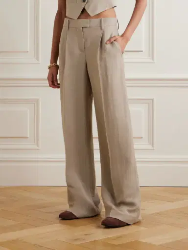 Brunello Cucinelli Bead-embellished Pleated Twill Wide-leg Pants | Thumbnail 2 Brunello Cucinelli Bead-embellished Pleated Twill Wide-leg Pants | Thumbnail 2