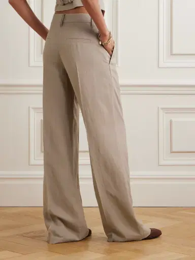 Brunello Cucinelli Bead-embellished Pleated Twill Wide-leg Pants | Thumbnail 3 Brunello Cucinelli Bead-embellished Pleated Twill Wide-leg Pants | Thumbnail 3