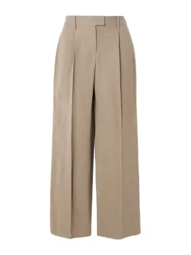 Brunello Cucinelli Bead-embellished Pleated Twill Wide-leg Pants | Thumbnail 1 Brunello Cucinelli Bead-embellished Pleated Twill Wide-leg Pants | Thumbnail 1