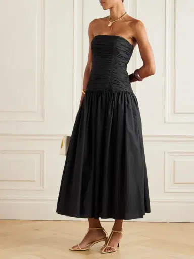 Matteau Strapless Ruched Organic Cotton-poplin Midi Dress | Thumbnail 2 Matteau Strapless Ruched Organic Cotton-poplin Midi Dress | Thumbnail 2