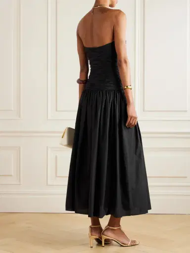 Matteau Strapless Ruched Organic Cotton-poplin Midi Dress | Thumbnail 3 Matteau Strapless Ruched Organic Cotton-poplin Midi Dress | Thumbnail 3