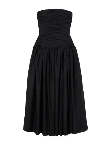 Matteau Strapless Ruched Organic Cotton-poplin Midi Dress | Thumbnail 1 Matteau Strapless Ruched Organic Cotton-poplin Midi Dress | Thumbnail 1