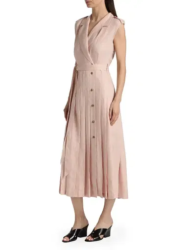 Loro Piana Women's Bryce Twill Trench Midi-Dress - Pineapple Rose | Thumbnail 4 Loro Piana Women's Bryce Twill Trench Midi-Dress - Pineapple Rose | Thumbnail 4