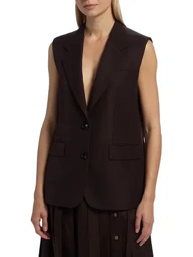 Loro Piana Women's Cedric Textured Silk Vest - Carobbean | Thumbnail 3 Loro Piana Women's Cedric Textured Silk Vest - Carobbean | Thumbnail 3