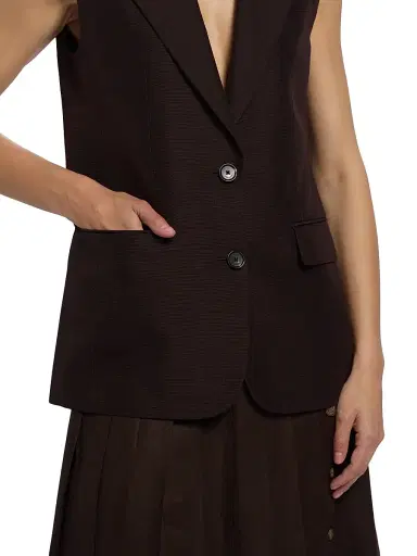Loro Piana Women's Cedric Textured Silk Vest - Carobbean | Thumbnail 6 Loro Piana Women's Cedric Textured Silk Vest - Carobbean | Thumbnail 6