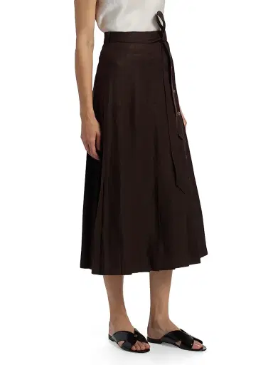 Loro Piana Women's Yasmina Tied Midi-Skirt - Carobbean | Thumbnail 4 Loro Piana Women's Yasmina Tied Midi-Skirt - Carobbean | Thumbnail 4