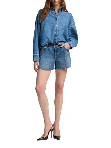 7 For All Mankind Women's Nina Denim Crop Shirt - Hilo - Size XS | Thumbnail 2 7 For All Mankind Women's Nina Denim Crop Shirt - Hilo - Size XS | Thumbnail 2