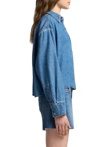 7 For All Mankind Women's Nina Denim Crop Shirt - Hilo - Size XS | Thumbnail 4 7 For All Mankind Women's Nina Denim Crop Shirt - Hilo - Size XS | Thumbnail 4
