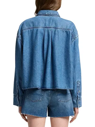 7 For All Mankind Women's Nina Denim Crop Shirt - Hilo - Size XS | Thumbnail 5 7 For All Mankind Women's Nina Denim Crop Shirt - Hilo - Size XS | Thumbnail 5