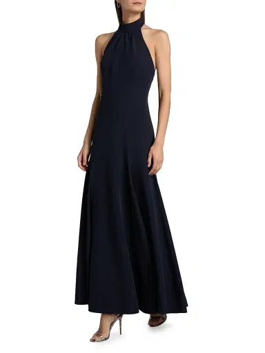 Milly Women's Elena Halterneck Maxi Dress - Navy | Thumbnail 2 Milly Women's Elena Halterneck Maxi Dress - Navy | Thumbnail 2