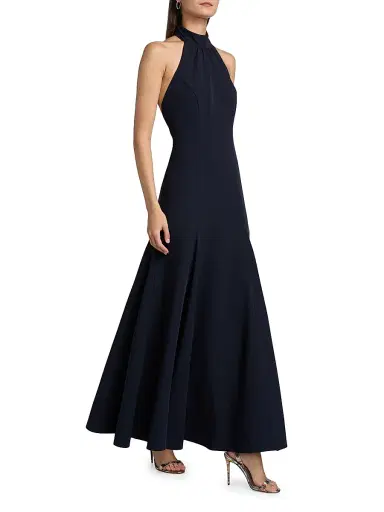 Milly Women's Elena Halterneck Maxi Dress - Navy | Thumbnail 4 Milly Women's Elena Halterneck Maxi Dress - Navy | Thumbnail 4